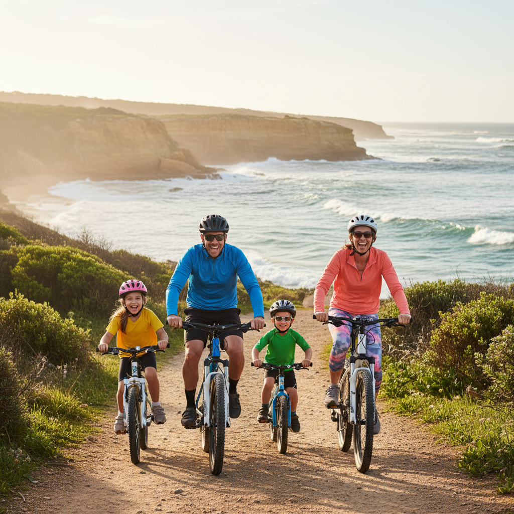 Healthy Australian family enjoying an outdoor activity